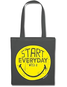 Spreadshirt Smiley World Start Everyday With A Smile Stoffbeutel