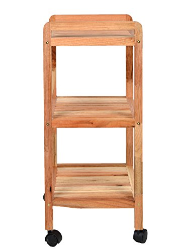 Roll Regal Standregal mit Rollen Höhe 72 cm aus Walnuss Massivholz für Bad, Wohnzimmer, Sauna, Flur, Diele, Küche, Büro und Kinderzimmer - 5