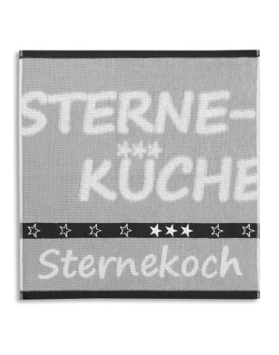 Geschirrtuch Frottier, Sternekoch, grau, KRACHT, Format 50/50, 100% Baumwolle