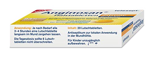 tetesept Anginosan Halstabletten Zitrone - zuckerfrei – Antibakterielle Halsschmerztabletten gegen akute Reizungen in Hals & Rachen – 5 x 20 Stück