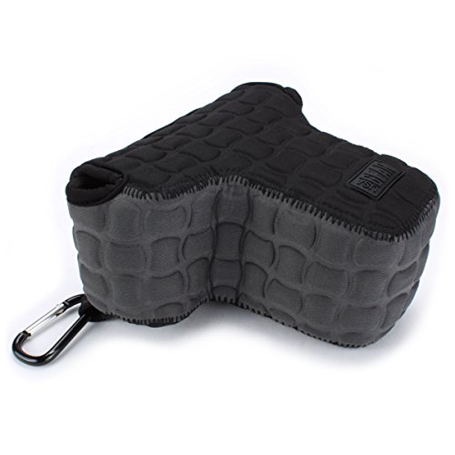 Housse Etui Appareil Photo Num  rique et Accessoire en N  opr  ne Rembourr   Protection Robuste USA Gear avec poche et ceinture pour vos appareils Canon EOS   Nikon Et Plus - Noir Gris
