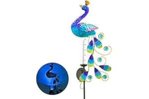 FIYSON Pluviomètre pour Jardin, Lampe Solaire pour Usage extérieur, décoration de Jardin Paon lumière de Jardin lumière Solaire LED extérieure, adaptée à la pelouse du Jardin, à l'extérieur