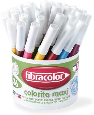 Fibracolor Colorito Maxi Broad Point Fiber Colouring Pens Super Washable - Pot of 36
