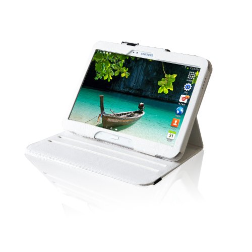 ForeFront Cases® Schutzhülle / Hülle für Samsung Galaxy Tab 3 10.1 – Ständer, Magnetverschluss, Auto Sleep/Wake-Funktion – Kunstleder – inkl. Eingabestift – Weiß - 2