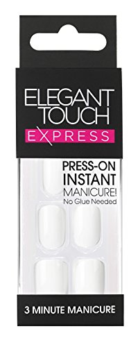 Elegant Touch Pre-Glued Express Nails, Polished Brilliant White