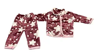 FEBRO Cute Unisex New Born Winter Wear Keep Warm Clothes Quilted Cozy Warm Boys Girls Unisex Baby Infant Clothes First Gift (0 Months-3 Months, Wine Star)