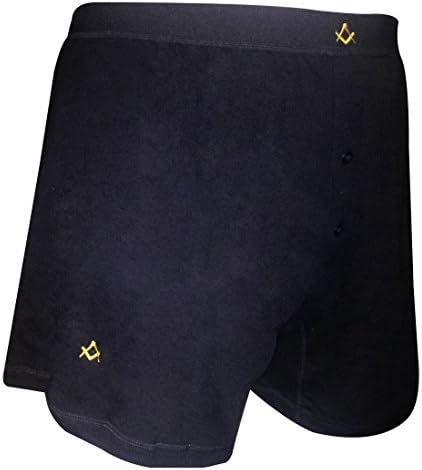 Freemason Masonic symbol cotton Boxer Shorts with GOLD embroidered S&C (Medium to fit 32" to 35")