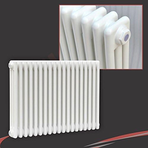 598mm (w) x 600mm (h) Ultraheat "Tubularo" 3 Column White Horizontal Radiator