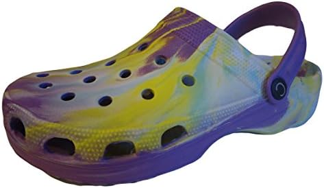 Clogs Mens Womens Girls Boys Garden Nurse Beach Kitchen Shoes Lightweight cloggis cloggies (UK 7, Tie Dye Purple)