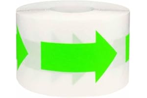 SHTGOI Adesivo a forma di freccia, 7 x 3 cm, con freccia fluorescente, autoadesivo, per pavimenti, per regali, buste, canali da pavimento, 150 adesivi, colore: verde