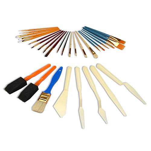 Artina® 30er Pinsel-Set – diverse Pinselarten mit Malmessern – ideal für alle Bereiche der Kunst und Malerei - 2
