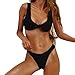 Produktbild UFACE Räumungsverkauf Bikini Print Badeanzug Set Frauen Einfarbig Tops Thick Bade (M, Schwarz)