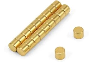 First4magnets F0504G-20 5mm Durchmesser x 4mm dicken N35 Neodym-Magneten - 0,66 kg ziehen (Gold plattiert) (Packung mit 20), Silver, 25 x 10 x 3 cm, Stück