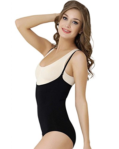 Formeasy Damen Shapewear Formwäsche mit eigenem BH tragen,Miederbody Body Shaper Bodyformer, stark Formende Unterwäsche mit Bauchweg Effekt - Taillenformer (XXL, Schwarz)