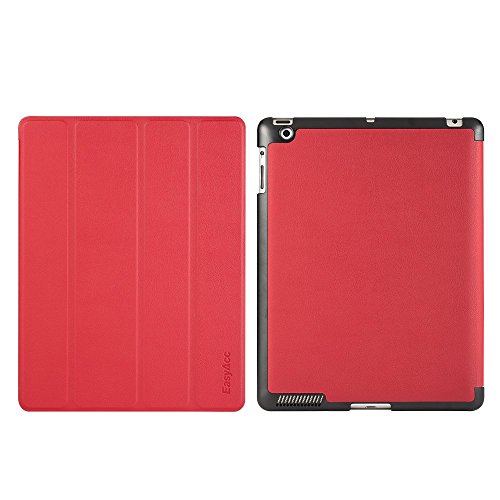 EasyAcc GOLD iPad 4 Hülle Schutzhülle Etui Tasche für Apple iPad 2/3/4 Smart Case Cover mit eingebautem Magnet für Einschlaf/Aufwach – Red - 8