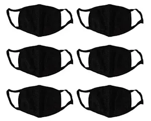 Liboni D-4 Care Black Bike Riding Pollution Face Mask for Men & Women Pack of 6 (Black)