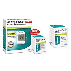 Accu-Chek Instant S Meter with Free 10 Strips and Accu-Chek Instant Strips - 50 Count (White)