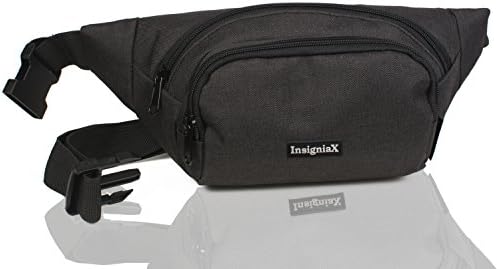 Fanny Pack: InsigniaX Waterproof Waist Bag/Bumbag Money Belt For Men Women Boys Girls Ladies Travel Running Festival [Valentines Day Gifts] Size H:14 x W:11 x L:27cm (Large, Black)