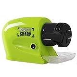 YLIK Aiguiseur de Couteaux électrique Pierre à aiguiser Automatique Machine à affûter Couteau de Cuisine ménage affûtage meule Facile et Effort, Vert