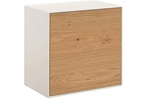 ‎NOW! BY HÜLSTA now! by hülsta "Easy Wandregal, Designbox, Hängeelement mit Tür in Lack-reinweiß und Natureiche, 51,2cm H x 51,2cm B x 33cm T inkl. Hängebeschlag