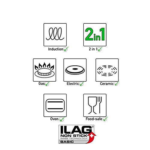 Grizzly Plat A Rotir En Aluminium 2 En 1 Anti Adhesif Avec Couvercle Grill Et Four Mitaines Pour Tous Les Types De Cuisiniere Rectangulaire 8 Litres 34 5 X 24 5 Cm Noir Grizzly