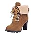 Produktbild Vectry Chelsea Boots Damen Retro Stiefeletten Halbschaft Leder Einfarbig Trichterabsatz Kurze Winterstiefel Mädchen Freizeit High Heels Schnürhalbschuhe Vintage Runde Zehe Rom Stil Party Büro Boots