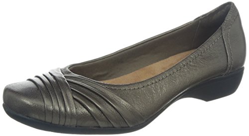 Clarks Womens Smart Clarks Albury Pixie Leather Shoes In Pewter Standard Fit Size 6
