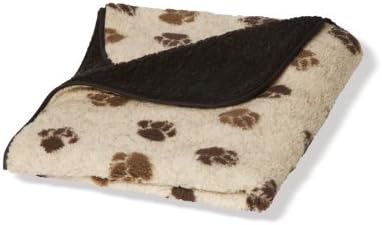 Danish Design Sherpa Fleece Beige Brown Paw Print Dog/Puppy Blanket Medium