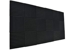 XIN&LOG 24 Pack Black 1" x 12" x 12" Acoustic Wedge Studio Foam Sound Absorption Wall Panels