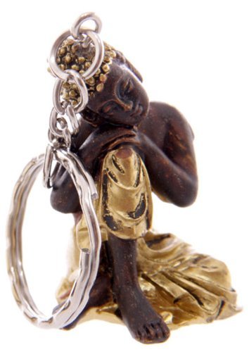 Portachiavi con Buddha Tailandese in Oro e Marrone in resina