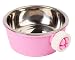 Produktbild iTemer Edelstahl Pet Schüssel Hunde und Katzen Napf Pet Bowl Futternapf Gummi rutschfeste Unterseite Fressnapf Rosa 1 Stück