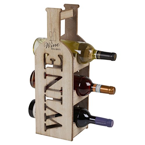 Weinregal aus Holz, Vintage-Look, 3 Flaschen, Einrichtungsdesign und Geschenkidee - 3