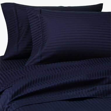 600 Thread Count Double Siberian Goose Down Alternative Comforter [600FP, 50oz] with 100% Egyptian Cotton Stripe Damask Cover - Red (Burgundy) Set Includes Bed Duvet Cover Sheet with TWO Shams (Pillowcases) made of 600 Thread Count 100% Long Staple Egyptian Giza Cotton with Swiss Sateen Finishing by De Luxe Linens
