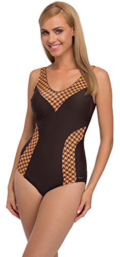 aQuarilla Trajes de Baño Enteros Una Pieza Mujer R491 (Marrón/Naranja, EU 42 = ES 40)