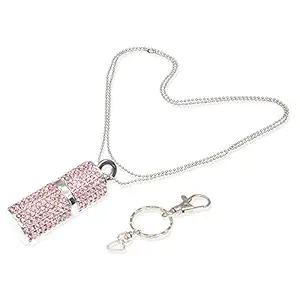 16GB Thumb Drive Jewelry USB Flash Drive 3.0 Crystal Jump Drive Bling Pink Rhinestone 16 GB Memory Stick Glitter Lipstick Case Zip Drive Metal Pen Drive with Keychain, Necklace, Gift Box by Kepmem