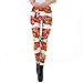 Produktbild Yazidan Damen Weihnachten Weihnachtsmann Claus Elch Drucken Spannen Hohe Taille Bleistift Hose Fitnessstudio Yoga Gamaschen Strecken Hosen Trainieren Fitness Sport Mehrfarbig Gedruckt(Rot-C,XL)