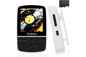 YOTON 64GB Lettore Musicale con Bluetooth 5.2, Mini MP3 Sportivo Portatile con Clip, Suono HiFi Senza Perdita, Radio FM, Cronometro, Registratore, Contapassi, Ecc., con Auricolari, Bianco