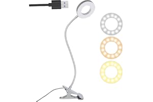 ICDLTJ Clip On Reading Light, 48 LED USB Reading Lamp with 3 Color Modes 10 Brightness Eye Caring, 360° Flexible Gooseneck Clip On Lights for Beds/Headboard/Office