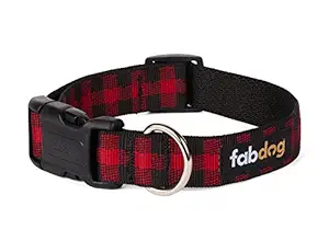 fabdog Buffalo Check Dog Collar Red (Large)