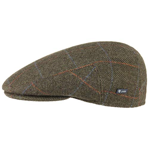 Lipodo Gorra Estampado a Cuadros - Gorra de Lana Forrada - Made in Italy - Tallas 49-61 cm - Gorra de Hombre con Pico - Gorra otoño/Invierno Verde Oliva 57 cm