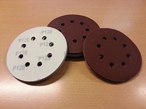 50 Stück Klett-Schleifscheiben Ø 125 mm Körnung 120 für Exzenter-Schleifer 8 Loch
