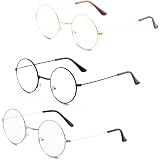 Montature Occhiali da Vista in Metallo Tondo Occhiali Retrò Metallo Lente  Trasparente, Unisex, Colore Nero, Oro, Argento, 3 Paia : Amazon.it:  Abbigliamento