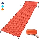 Eastshining Matelas de Camping Gonflable Portable, Coussin d'air Ultraléger en Nylon 40D, Tapis de Couchage Gonflable Imperméable avec Oreiller pour Randonnée, Camping, Plage, Tente, Sac de Couchage