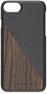 iPhone Case - Optimal Protection for iPhone 6/6S/7/8/6+/6S+/7+/8+/X - Elegant, Handcrafted, Danish Hygge-Inspired - Black Polycarbonate, Wood and Fabric, Wooden Inlay - Hel by Nordic Elements (iPhone 6/6S/7/8, Walnut)