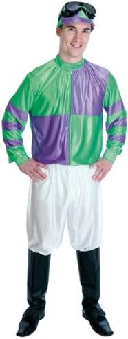 Jockey Racing Silks Green/ Purple Male Fancy Dress Costume - M - (UK 38-40)