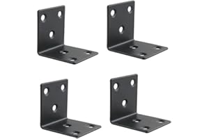 AOKTORKIT 4Pcs Black Angle Brackets,304 Stainless Steel Angle Reinforced Metal Braces,Corner Brackets,L Repair Connector for Shelf,Chair,Desk Fixing 40*40*40mm