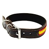  ALBERO Collar para Perro Piel Flor con Bandera de España. 2,5 x 47 cms, Marrón