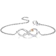 Nilu's Collection Designer Infinity Shape Cubic Zirconia CZ Adjustable Chain Bracelet | Gift for Women & Girls