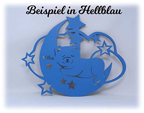 Taufgeschenke von Schlummerlicht24 Nachtlicht „Mondtraum Teddy Lampe“ mit Name nach Wunsch, LED-Lampe für das Kinderzimmer oder das Babyzimmer, ideal als Taufgeschenk oder als Geschenk zur Geburt, handgemacht - 8