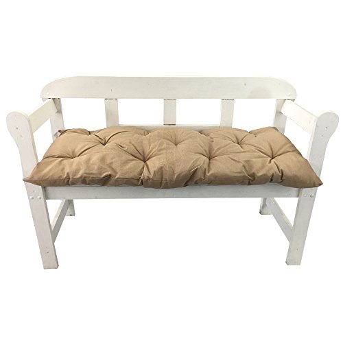 Gartenbank-Auflage Uni Auflage-kissen für Bänke und Gartenschaukel Sitzkissen für Bank Sitzpolster 8 cm dick, Farbe:Beige, Größe:150 x 50 x 8 cm - 3